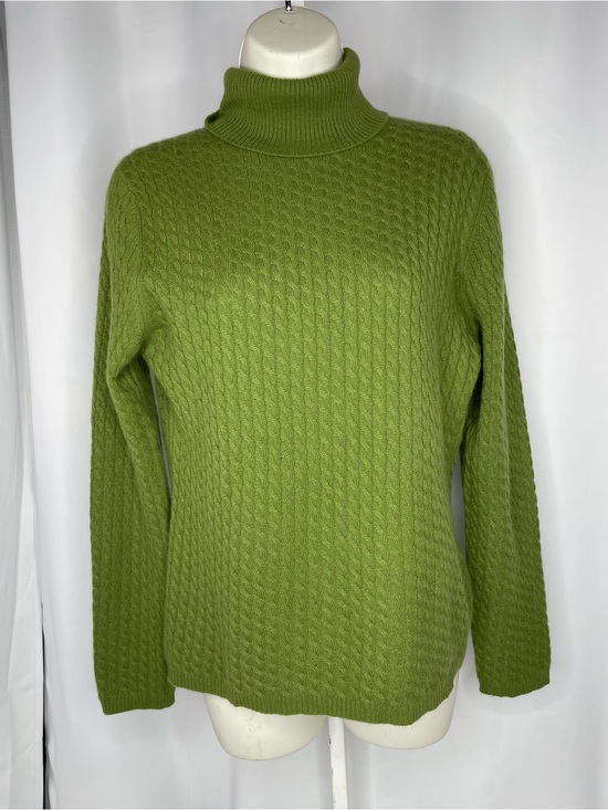 Talbots Sweaters - Talbots 100% Cashmere Cable Knit Turtleneck Sweater Green Medium Soft Luxury